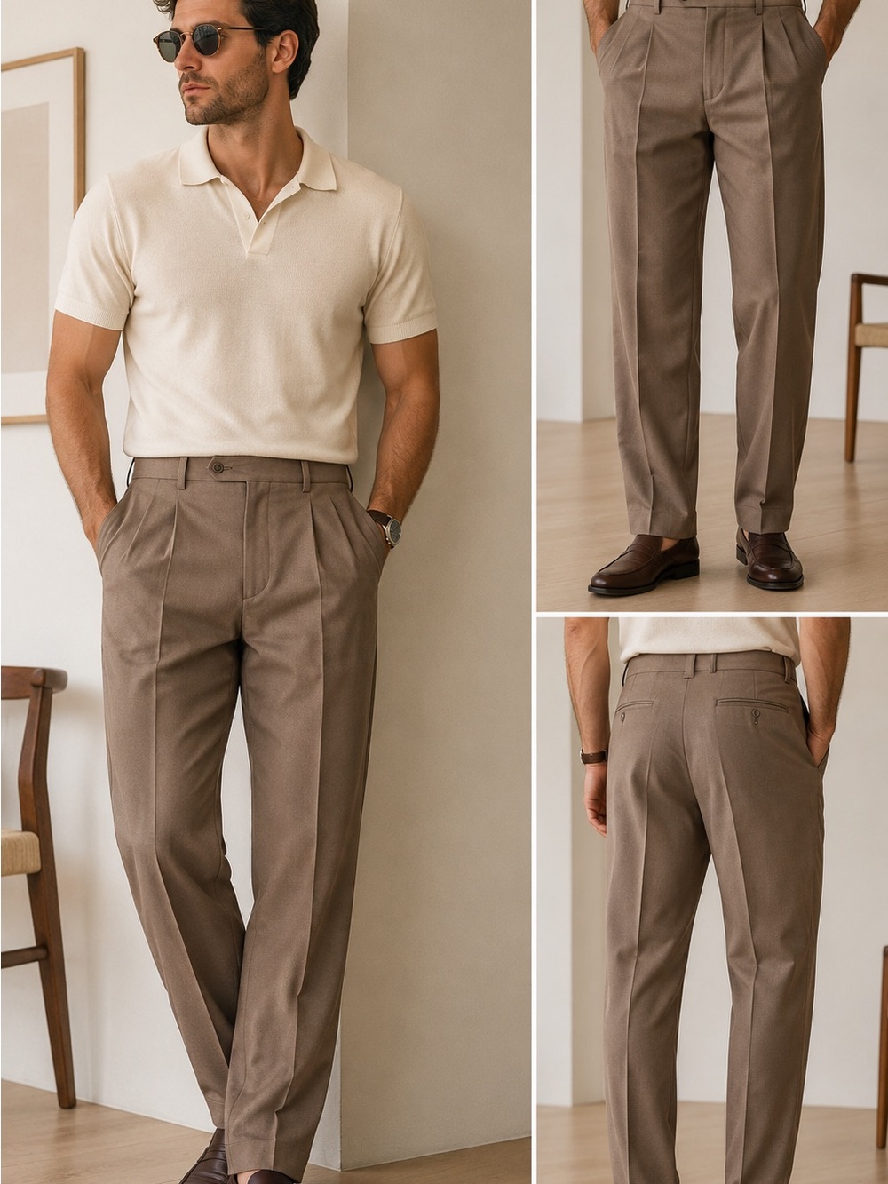 Perry Ellis Portfolio Brown Taupe Dress Pants 34x30 NWOT Style Cotton